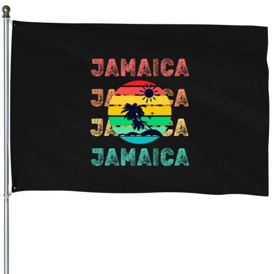 Discover Jamaica Paradise Life, Sunset and Palm Trees House Flags