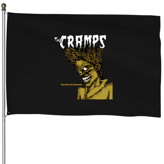 Discover The Cramps Unisex House Flags: Bad Music For Bad People (Black)