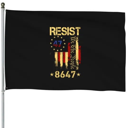 Discover Anti Trump 8647 86 47 US Flag We The People Impeach 47 Unisex House Flags