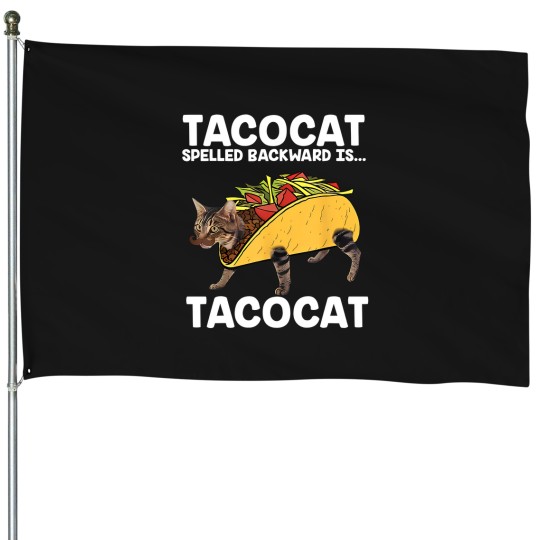 Discover Funny Taco Cat Vintage House Flags