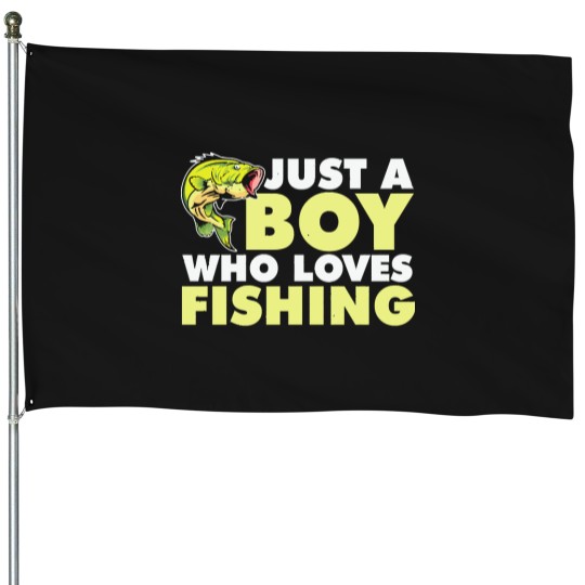 Discover Just A Boy Who Loves Fishingjust a boy who loves fishing House Flags