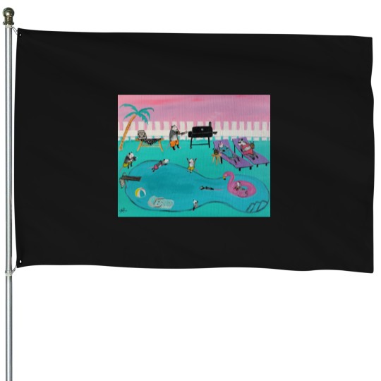 Discover Opossum Pool Party Possum Painting Active T-Shirt Casey Bones and the Heroes in a Brass Shell Band House Flags