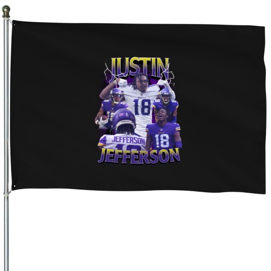 Discover Justin Sports Jefferson Vintage Retro Football House Flags