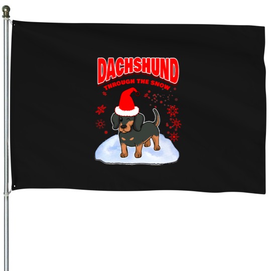Discover Dachshund Lover Merry Christmas House Flags