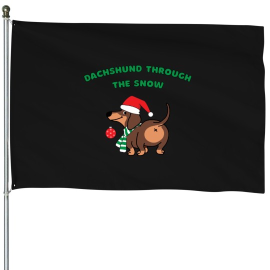 Discover Dachshund through the snow Classic House Flags
