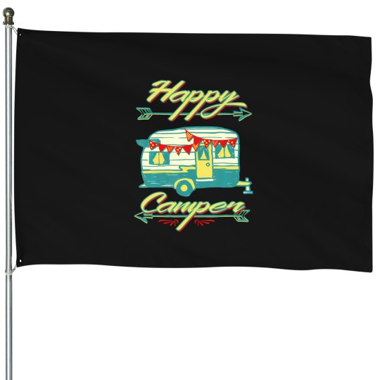 Discover Happy Camper - Camping 	 For Men Women And Kids Tee House Flags
