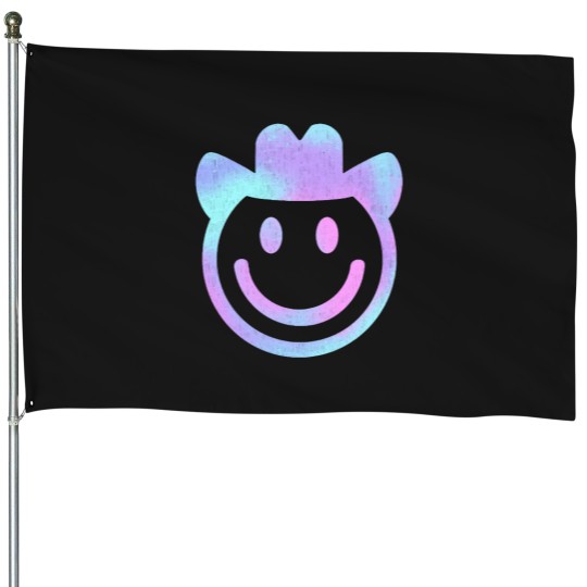 Discover Cowboy Smiley House Flags
