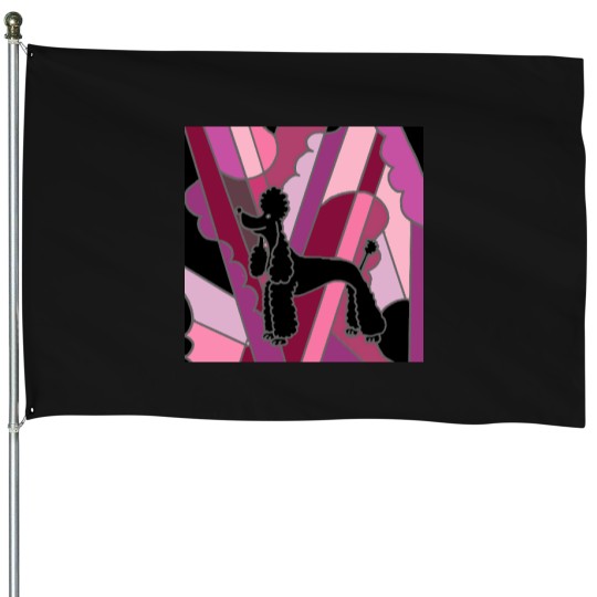 Discover Cool-Funky-Black-Poodle-Abstract-Art T-Shirt House Flags