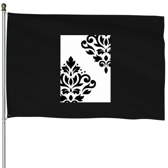 Discover Scroll-Damask-Art-I-Black-On-White T-Shirt House Flags