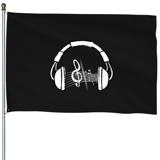 Discover Vibing-In-Headphones T-Shirt House Flags