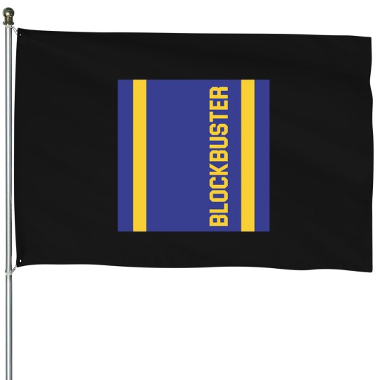 Discover Blockbuster-Video-90S-Vhs-Rental-Store-Merchandise-Blue-Yellow T-Shirt House Flags