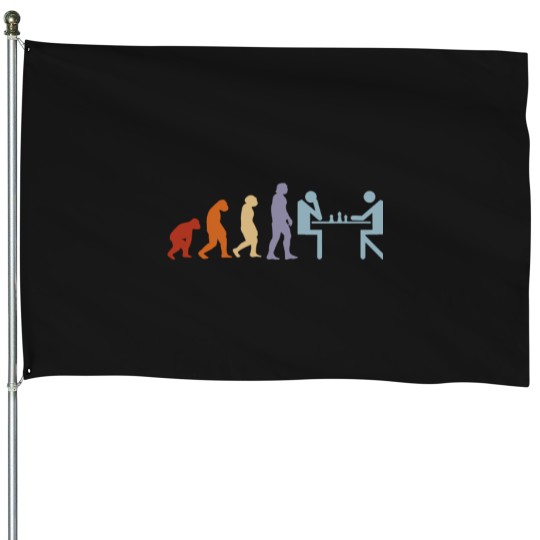 Discover Chess-Chess-Game-Chess-Pieces-Evolution-Chess-Board T-Shirt House Flags