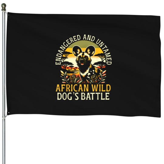 Discover Endangered Species African Wild Dog Animal Rights Activist T-Shirt (7) House Flags