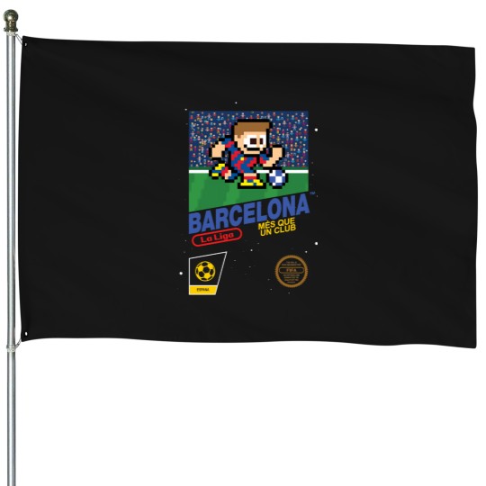 Discover Fc-Barcelona-V2--(8-Bit-Football--Soccer-Videogame-Cart) T-Shirt House Flags