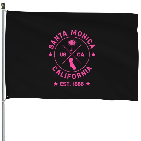 Discover Santa-Monica-California-Usa-Los-Angeles-Baywatch T-Shirt House Flags