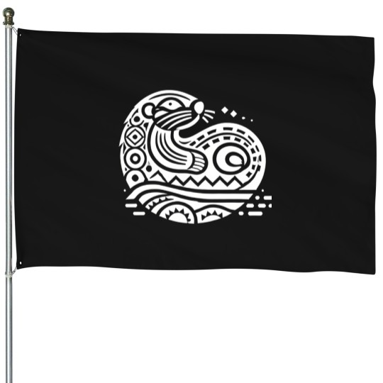 Discover 640 Pacific Northwest Sea Otter  Curled Form With Flowing Patterns Active T-Shirt House Flags