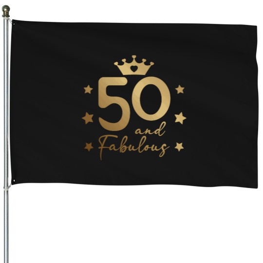 Discover 50-Fifty-And-Fabulous-In-Gold---Happy-Birthday T-Shirt House Flags
