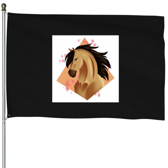 Discover Buckskin Horse Portrait House Flags