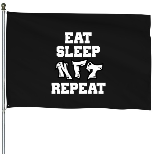 Discover Eat Sleep NFT Repeat Crypto Funny Saying House Flags
