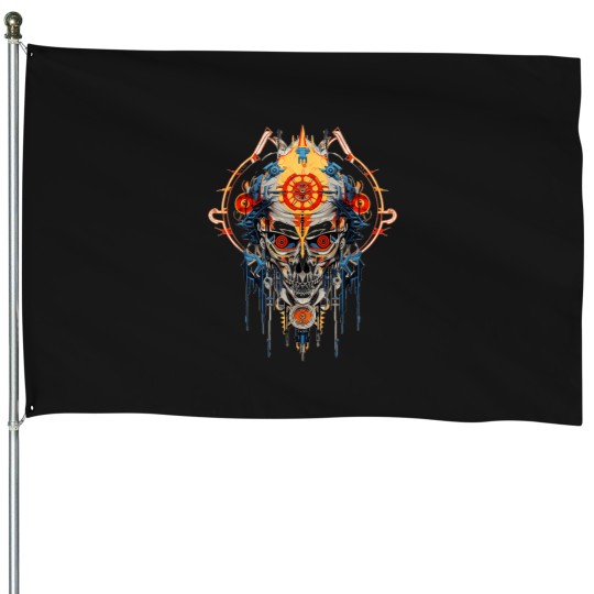 Discover Skull-Colorful T-Shirt House Flags
