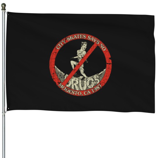 Discover City Skates Says No To Drugs 1987 House Flags