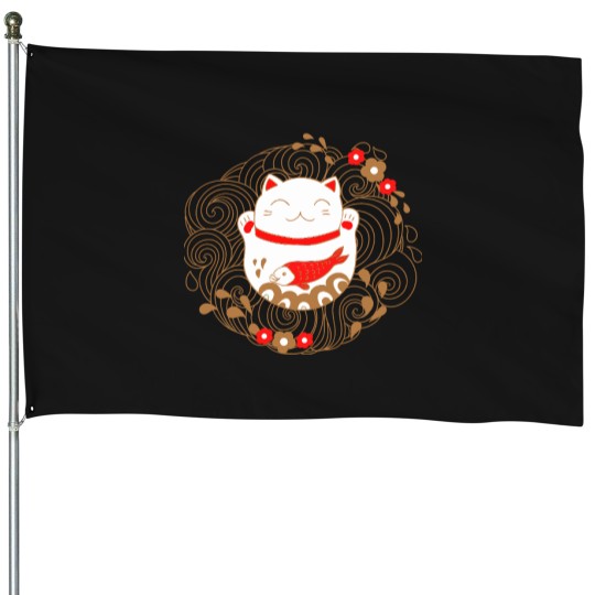 Discover Cute-Maneki-Neko T-Shirt House Flags
