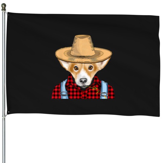 Discover Farmer Pembroke Welsh Corgi Farming Dog T-Shirt (1) House Flags