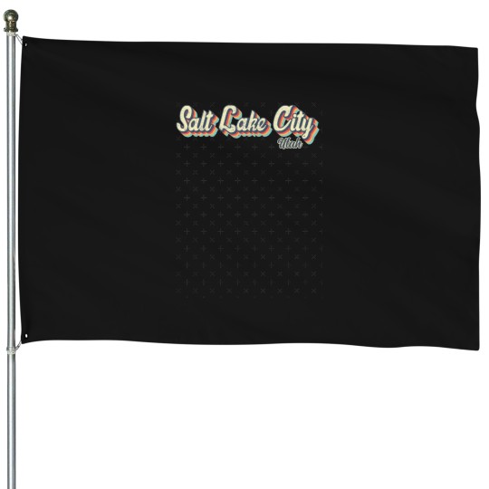 Discover Salt lakes City Utah Retro vintages 70s rainbows Classic House Flags