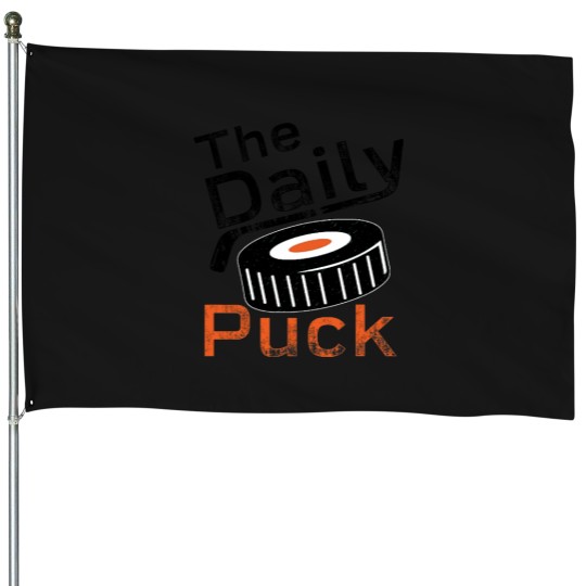 Discover Orange Puck House Flags