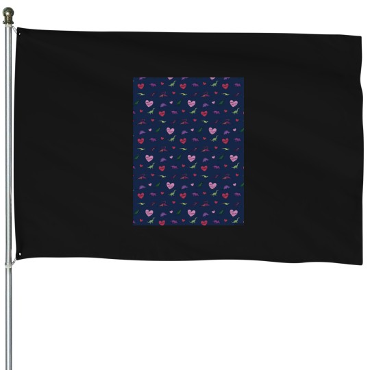 Discover Rawr Means I loves You In Dinosaur House Flags