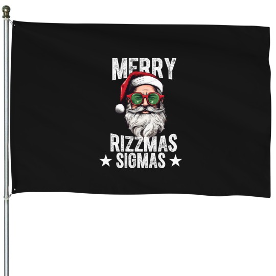 Discover Merry-Rizzmas-Sigmas-Funny-Santa-X-Mas-Christmas-Santa-Claus-Shirt House Flags
