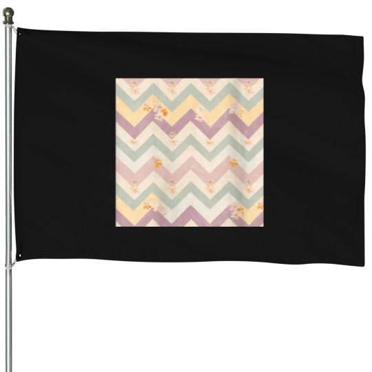 Discover Womens Delicate Floral Pattern with Zigzag Geome House Flags