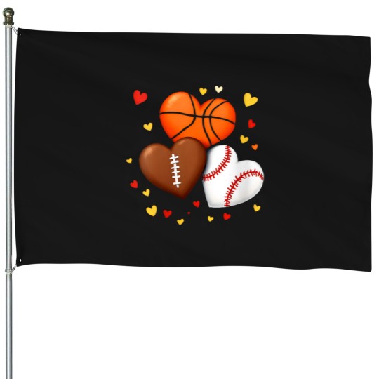 Discover Womens Heart Football Basketball Baseball Valent House Flags