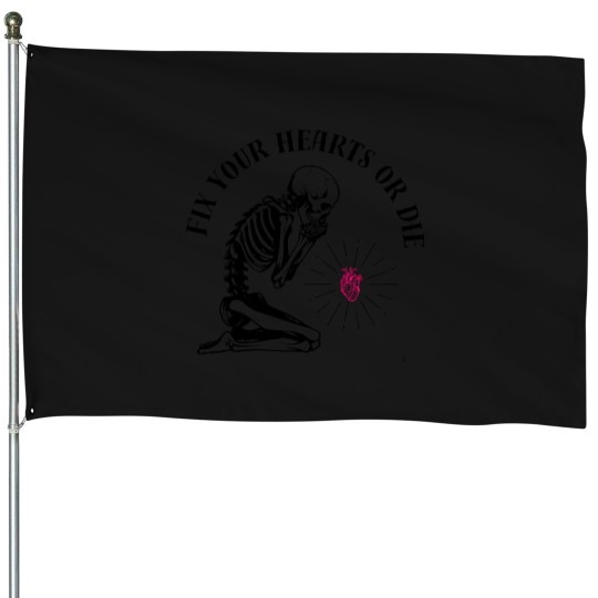Discover Fix your hearts or die! - skeletons heart Classic House Flags