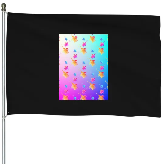Discover Colorful Turtles Pattern- House Flags