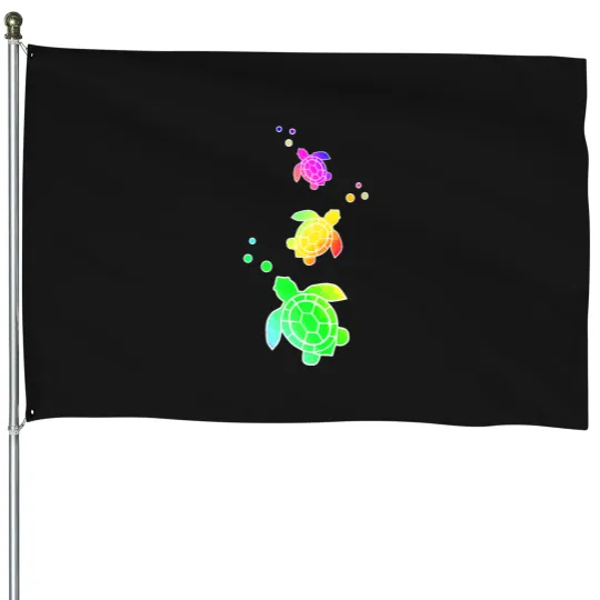 Discover Cute Colorful Tropical Turtles Classic House Flags