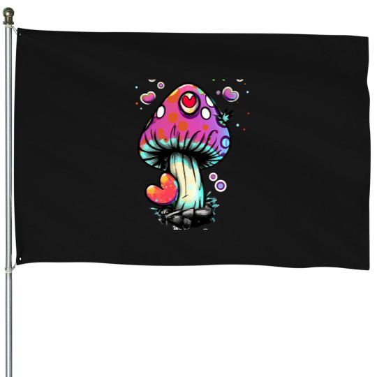 Discover Mushroom Heart House Flags