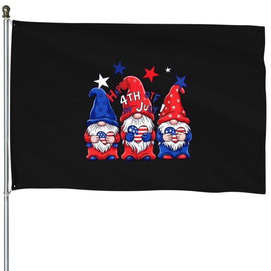 Discover Happy 4th of July Gnome House Flags