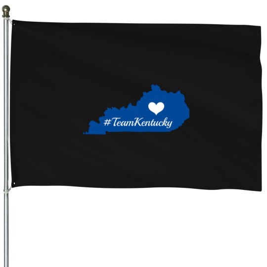 Discover teamkentucky kentucky state silhouette with heart blue House Flags