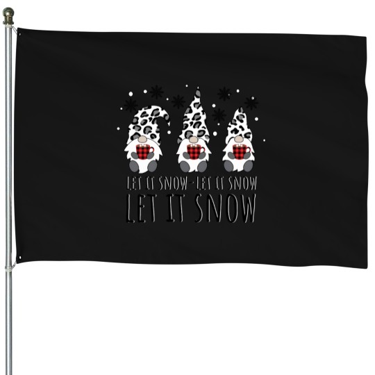 Discover Let It Snow Winter Gnome Leopard Snowflakes House Flags