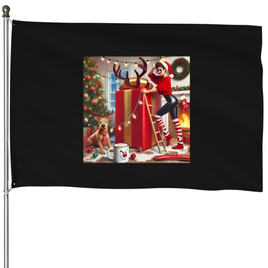 Discover Christmas spirit House Flags