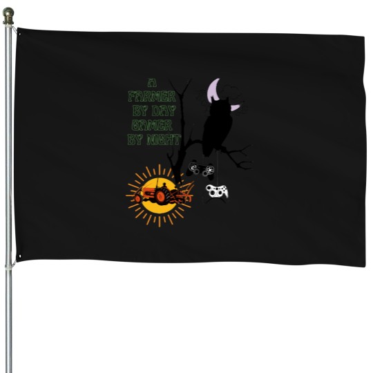 Discover a farmer by day gamer by night, farmer game Olive Loaf with Pimento Oversized House Flags