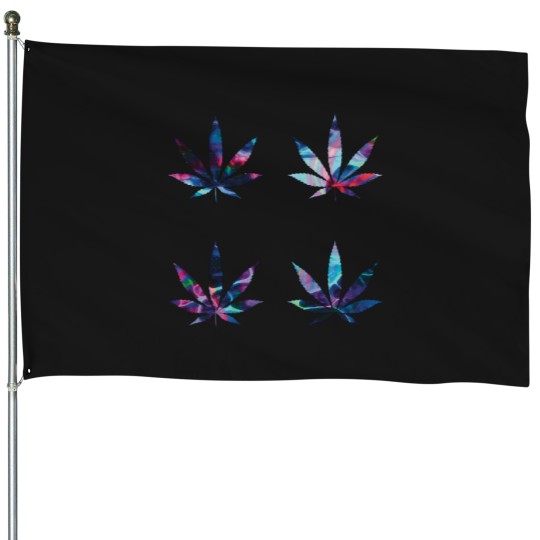 Discover Psychedelic Colors Marijuana Leaf Pattern 4Multipack Version 11 Active House Flags