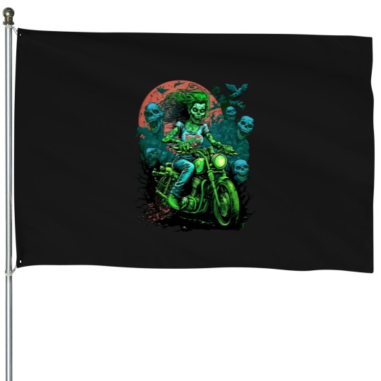 Discover Zombie Girl riding a motorcycle.png American Chopper.png House Flags