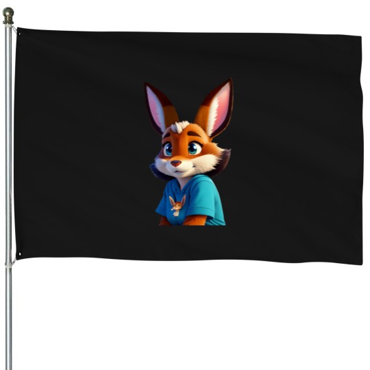 Discover Eeveeish Anthro Girl In Blue Tee House Flags
