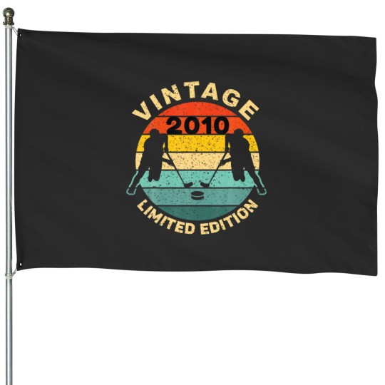 Discover Ice Hockey Vintage 2010 Bday 12Th Birthday Hockey House Flags