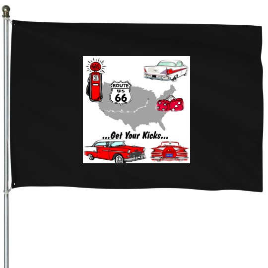 Discover Vintage Get your kicks s and gifts House Flags