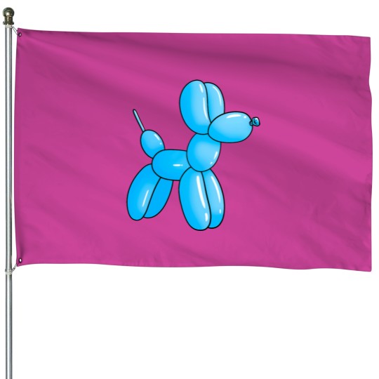 Discover Blue Cartoon Ballon dog House Flags