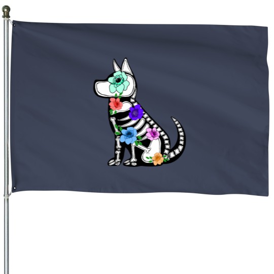 Discover Dia de los muertos perro House Flags