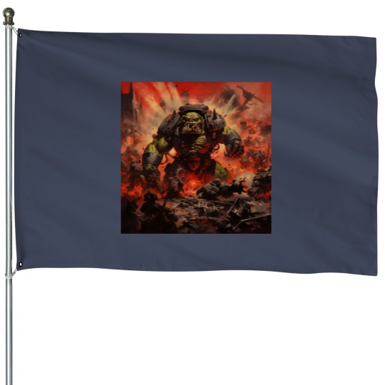 Discover Charging Giant Ork 40K House Flags